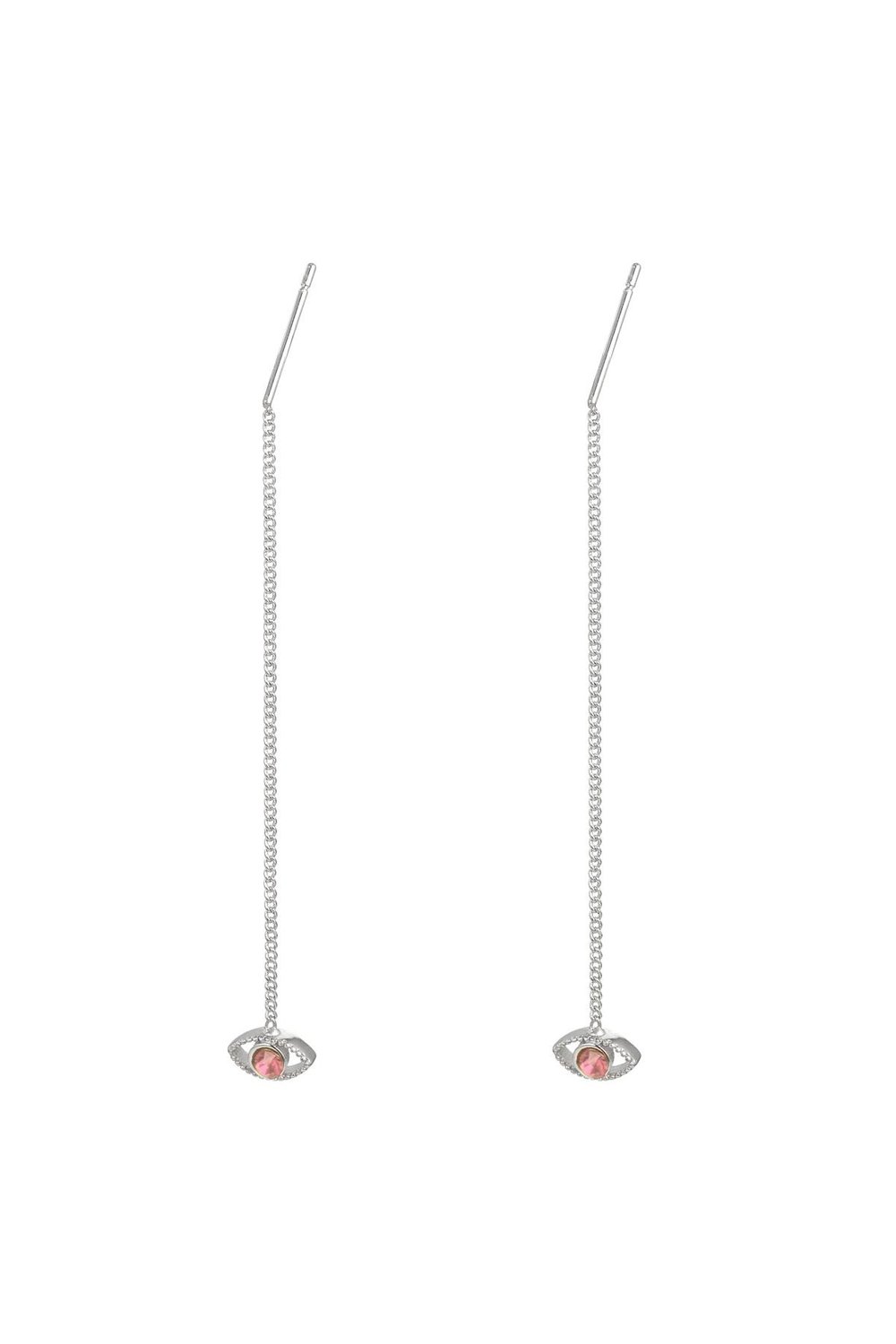 Earrings Chained Eye Silver Color Copper